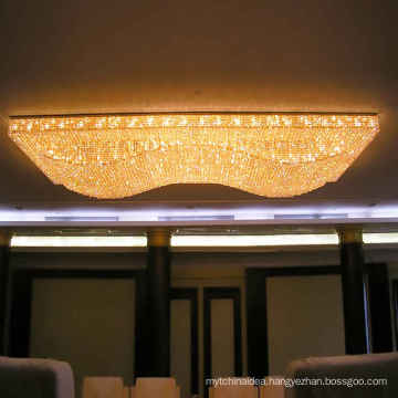 Modern Lobby Foyer Ceiling Gold Big Led Hanging Luxury Crystal Chandelier Pendant Light